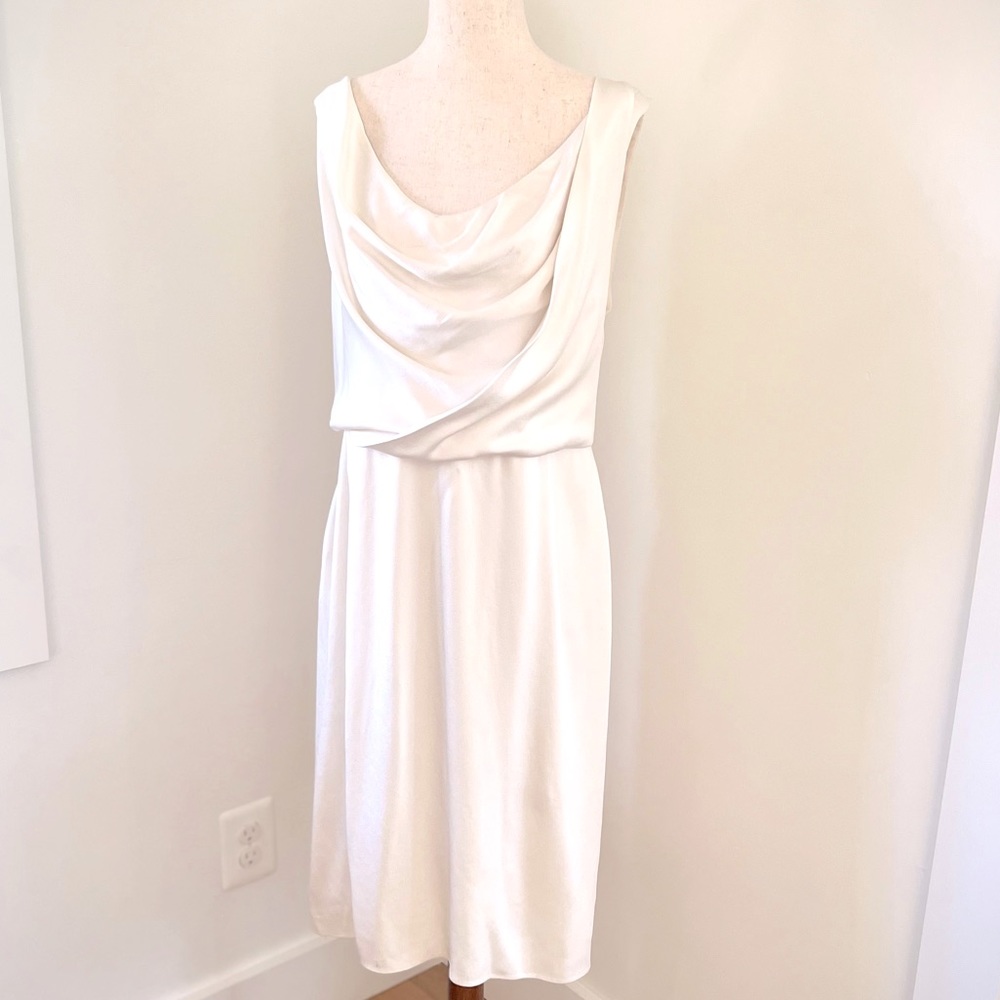 Halston White Satin Slip Dress Size 12